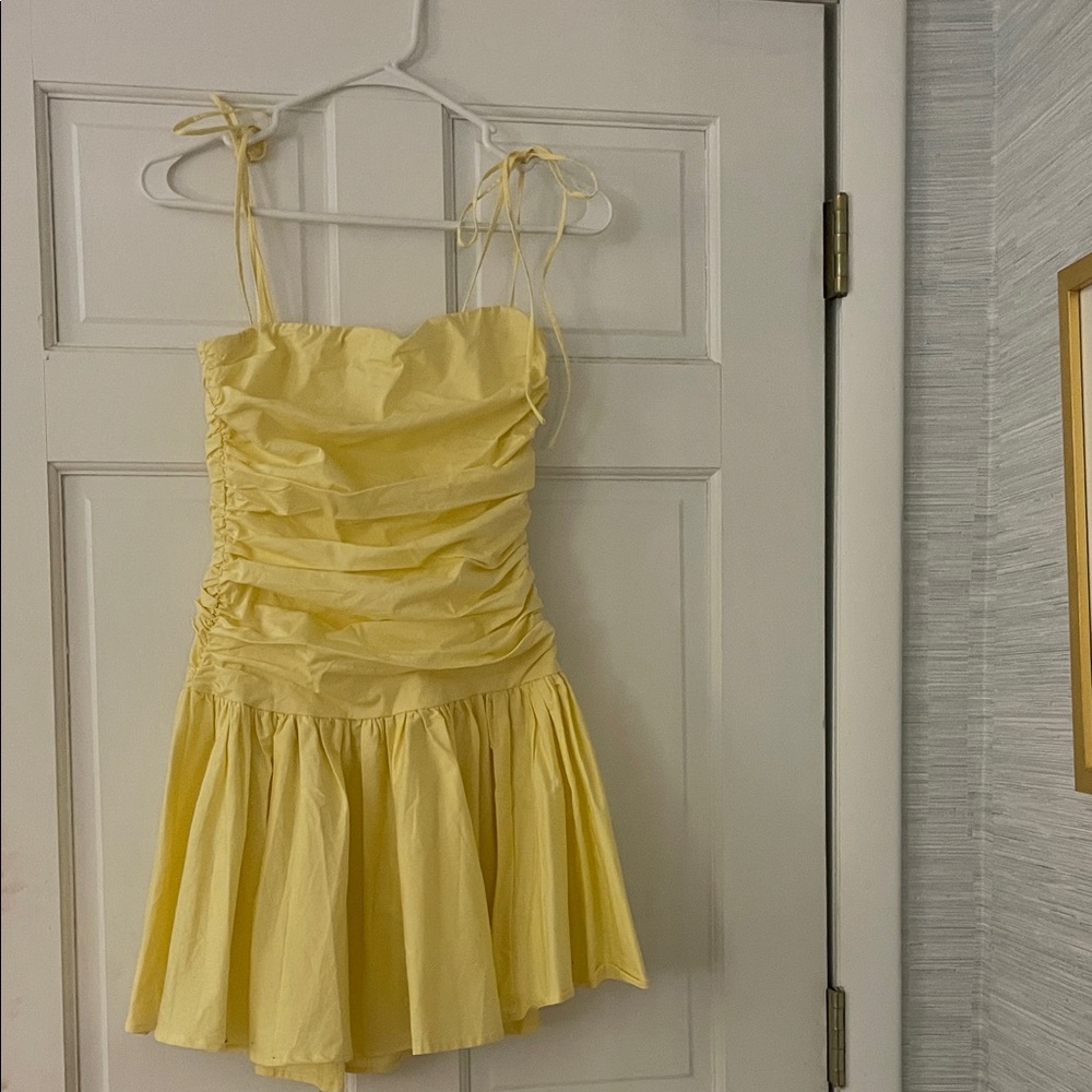 lucy in the sky rutched fit and flair dress